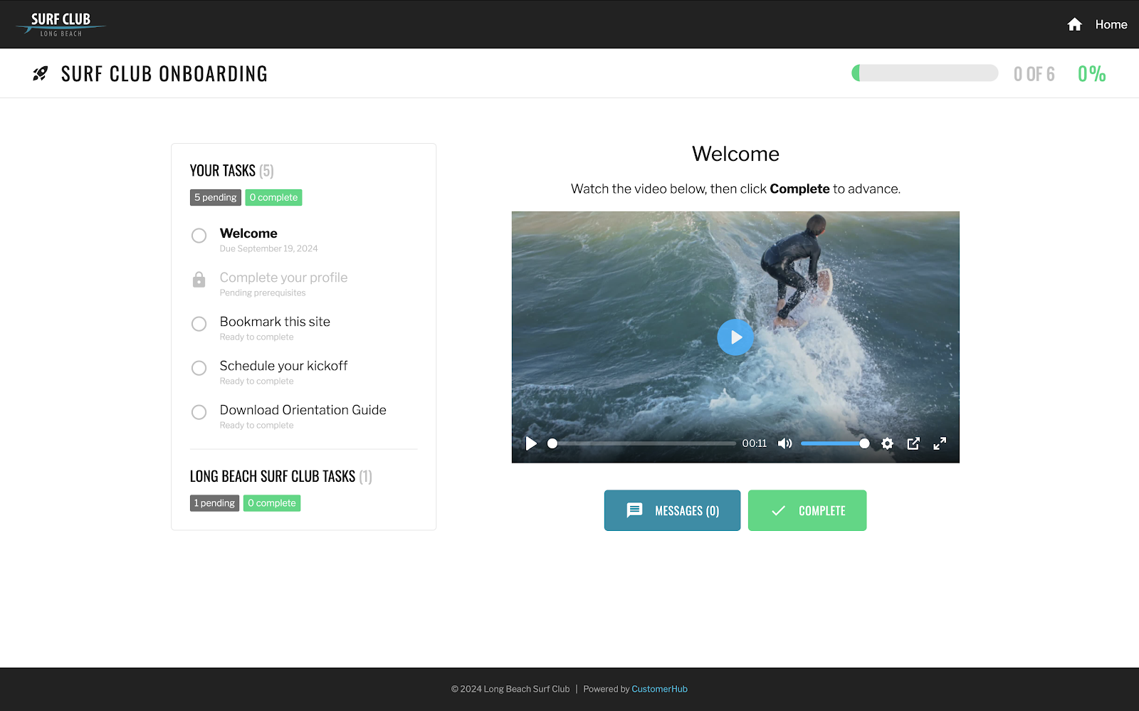 CustomerHub onboarding