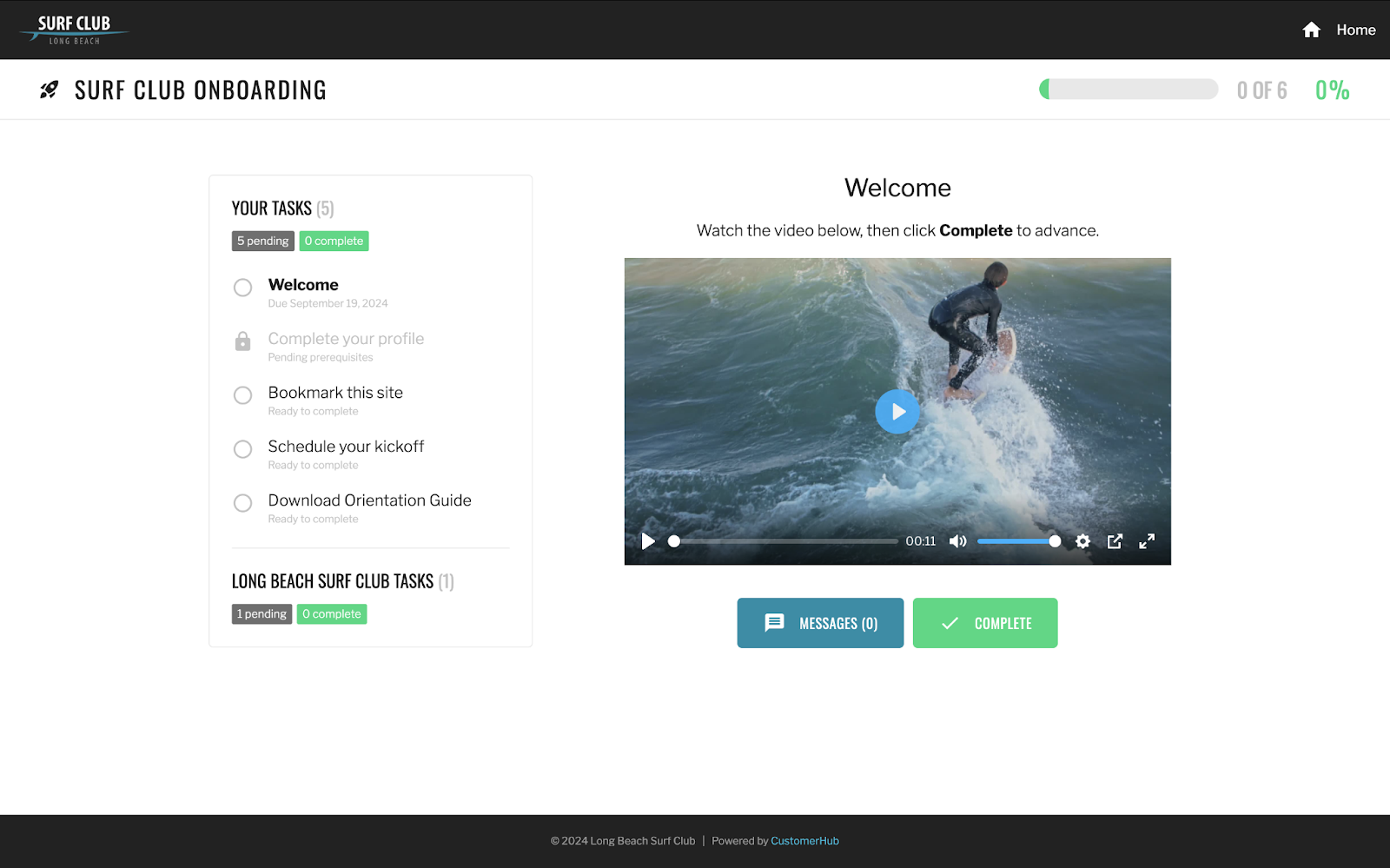 CustomerHub onboarding